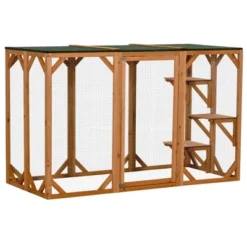 PawHut Wooden Outdoor Cat House Catio Kitten Enclosure Indoor Cage With Asphalt Roof, Multi-Level Platforms And Large Enter Door - 71"L 17 PawHut Wooden Outdoor Cat House Catio Kitten Enclosure Indoor Cage With Asphalt Roof, Multi-Level Platforms And Large Enter Door - 71"L -PawHut Store GUEST 963936ed 2133 4068 b826 9fe331cc83d1