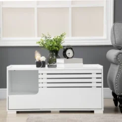 PawHut Cat Litter Box Enclosure With Spacious Interior, Cat Washroom Storage End Table With Hidden Storage Cabinet Space, Elevated Bottom -PawHut Store GUEST 96502333 6080 4d34 a987 990003182bea