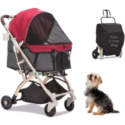 HPZ Pet Rover Lite Travel Stroller - Light-Weight Dog/Cat/Pet Stroller Travel Carriage With Convertible Compartment For Small & Medium Pets -PawHut Store GUEST 98ec0e26 b701 4593 9d6f 684abdf48063