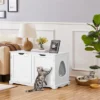 Yaheetech Wooden Hidden Cat Litter Box Side Table With Divider
