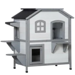 PawHut Wooden 2-Story Outdoor Cat House, Feral Cat Shelter Kitten Condo With Escape Door, Openable Asphalt Roof And 4 Platforms -PawHut Store GUEST 993b674c 1574 4a17 bf6e 3ed7df4ea425