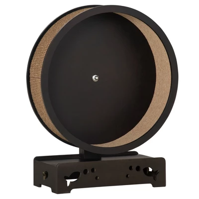 PawHut Round Hamster-Wheel Style Cat Tree With Carpet Runway, Wooden Sisal-Covered Cat Tower Condo With Unique Design 5 PawHut Round Hamster-Wheel Style Cat Tree With Carpet Runway, Wooden Sisal-Covered Cat Tower Condo With Unique Design - Image 5