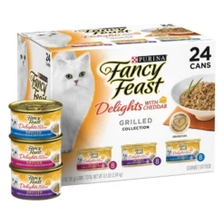 Purina Fancy Feast Delights With Chicken,Turkey, Fish And Cheddar Grilled Collection Gourmet Wet Cat Food - 72oz /24ct Variety Pack -PawHut Store GUEST 9bb505e8 41b2 44a8 84ed 69f0ddc92b6d