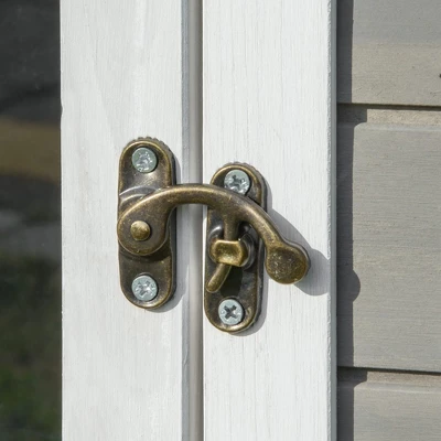 PawHut Wooden Wooden Cat House Feral Cat Shelter Kitten Condo With Escape Door, Porch And Flower Stand - Dark Gray/White 5 PawHut Wooden Wooden Cat House Feral Cat Shelter Kitten Condo With Escape Door, Porch And Flower Stand - Dark Gray/White - Image 5