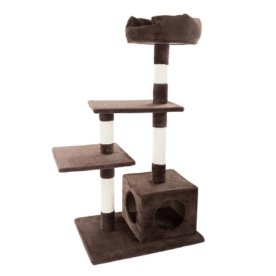 4-Tier Cat Tower - 3 Napping Perches, Cat Condo, 4 Sisal Rope Scratching Posts – Cat Tree For Indoor Cats Or Multiple Cat Homes By PETMAKER (Brown) 6 4-Tier Cat Tower - 3 Napping Perches, Cat Condo, 4 Sisal Rope Scratching Posts – Cat Tree For Indoor Cats Or Multiple Cat Homes By PETMAKER (Brown) - Image 6