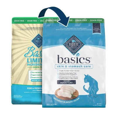 Blue Buffalo Basics Skin & Stomach Care Grain Free Natural Indoor With Fish & Potato Adult Dry Cat Food - 11lbs 1 Blue Buffalo Basics Skin & Stomach Care Grain Free Natural Indoor With Fish & Potato Adult Dry Cat Food - 11lbs