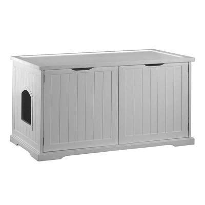 Merry Pet Cat Washroom Storage Bench Furniture With Dual Doors & Removable Partition Wall For Hidden Litter Box Enclosure, White (2 Pack) 1 Merry Pet Cat Washroom Storage Bench Furniture With Dual Doors & Removable Partition Wall For Hidden Litter Box Enclosure, White (2 Pack)