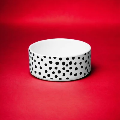 Amici Pet Dots Pet Food Bowl, Water Dish, 28-Ounce, White & Black Dots Design, Anti-Slip Ceramic Pet Food Dish 2 Amici Pet Dots Pet Food Bowl, Water Dish, 28-Ounce, White & Black Dots Design, Anti-Slip Ceramic Pet Food Dish - Image 2