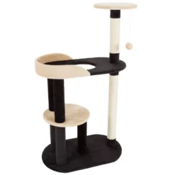 Pet Adobe 3-Tier Cat Tree With Two Scratching Posts - 42.25", Black/Tan -PawHut Store GUEST a294898b 67c1 4ffd 9f26 bd759b145c25