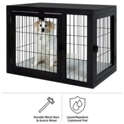 Pet Adobe Furniture-Style Dog Crate, Black
