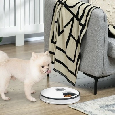 PawHut Battery-Powered Automatic Feeder For Pets With Digital LED Display Timer, 6 Meal Trays For Wet Or Dry Cat Food, Small Dog & Cat Meal Dispenser 2 PawHut Battery-Powered Automatic Feeder For Pets With Digital LED Display Timer, 6 Meal Trays For Wet Or Dry Cat Food, Small Dog & Cat Meal Dispenser - Image 2
