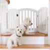 Arf Pets 24" Tall Freestanding Wooden Folding Dog Gate - White