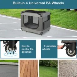 Tangkula Extra Large Portable Folding Cat Soft Crate W/ 4 Lockable Wheels Cat Carrier -PawHut Store GUEST a47ffa50 ee76 47a5 82c3 c4fa2c839c60