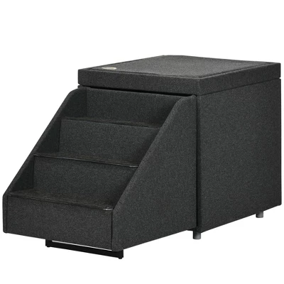 PawHut 3-in-1 Living Room Storage, Cat/Dog Steps For Couch, Footrest Ottoman, Cat/Dog Stairs For Small Dogs, Old Cats 3 PawHut 3-in-1 Living Room Storage, Cat/Dog Steps For Couch, Footrest Ottoman, Cat/Dog Stairs For Small Dogs, Old Cats - Image 3