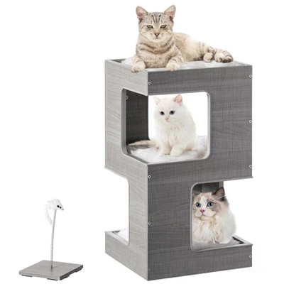 PawsMark Multi Level Modern Cat Tall Climbing Tree House For Indoor Cats | Wood Tower Luxury Furniture Stand With Removable Soft Blanket And Condo 3 PawsMark Multi Level Modern Cat Tall Climbing Tree House For Indoor Cats | Wood Tower Luxury Furniture Stand With Removable Soft Blanket And Condo - Image 3