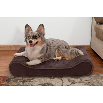 FurHaven Minky Plush & Velvet Luxe Lounger Gel Top Dog Bed 2 FurHaven Minky Plush & Velvet Luxe Lounger Gel Top Dog Bed - Image 2