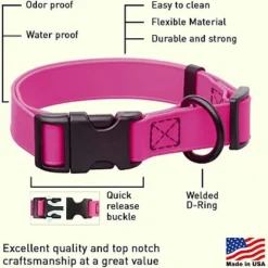 Dogline Biothane Waterproof Collar With QR Buckle Pink