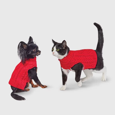 Gingerbread Playhouse Red Knit Cat And Dog Sweater - Wondershop™ 4 Gingerbread Playhouse Red Knit Cat And Dog Sweater - Wondershop™ - Image 4