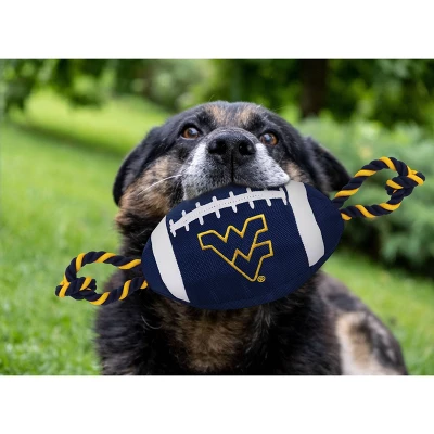 NCAA West Virginia Mountaineers Nylon Football Dog Toy 1 NCAA West Virginia Mountaineers Nylon Football Dog Toy