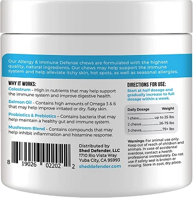 Shed Defender Allergy & Immune System Soft Chew Supplements For Dogs - Skin & Seasonal Allergy Relief - 90 Ct. 5 Shed Defender Allergy & Immune System Soft Chew Supplements For Dogs - Skin & Seasonal Allergy Relief - 90 Ct. - Image 5