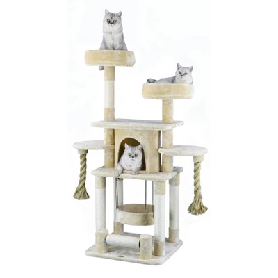 Go Pet Club 57.5" Jungle Rope Cat Tree With Sisal Covered Posts And Two Ropes F824 2 Go Pet Club 57.5" Jungle Rope Cat Tree With Sisal Covered Posts And Two Ropes F824 - Image 2