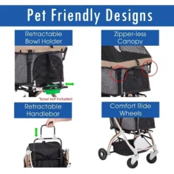 HPZ Pet Rover Lite Travel Stroller - Light-Weight Dog/Cat/Pet Stroller Travel Carriage With Convertible Compartment For Small & Medium Pets -PawHut Store GUEST ad060710 3a5f 40cb 9dcc 576efacc6dcf