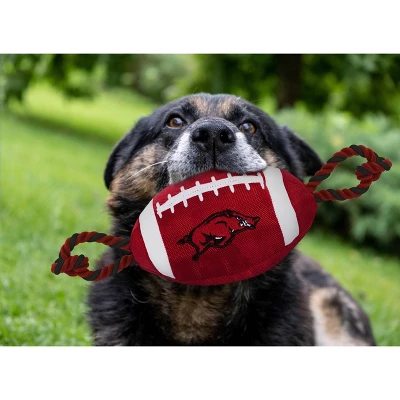 NCAA Arkansas Razorbacks Nylon Football Dog Toy 1 NCAA Arkansas Razorbacks Nylon Football Dog Toy