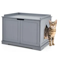 Costway Cat Litter Box Cabinet Furniture Cat Washroom Storage Bench -PawHut Store GUEST adc5a3f2 355e 4793 b664 d32dd20952c2