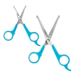 BOSHEL Dog Grooming Scissors Set - 2 Pet Grooming Scissors – Safe Rounded Tips – 1 Small Micro Serrated Dog Trimming Scissor + 1 Larger Dog Scissor
