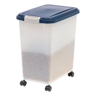 IRIS USA Airtight Pet Food Container With Casters, Navy 5 IRIS USA Airtight Pet Food Container With Casters, Navy - Image 5