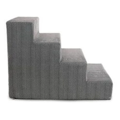 Precious Tails Herringbone High Density Foam 4-Step Pet Stairs - Black