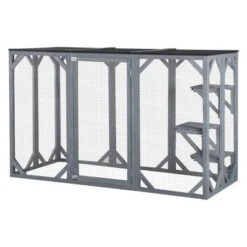 PawHut Wooden Outdoor Cat House Catio Kitten Enclosure Indoor Cage With Asphalt Roof, Multi-Level Platforms And Large Enter Door - 71"L 11 PawHut Wooden Outdoor Cat House Catio Kitten Enclosure Indoor Cage With Asphalt Roof, Multi-Level Platforms And Large Enter Door - 71"L -PawHut Store GUEST b0d71cf6 4e17 4400 a708 eb7730939ab9