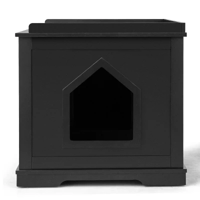 Tangkula Cat House Litter Box Pet Cat Washroom Nightstand Cat Storage Bench Coffee/Black 10 Tangkula Cat House Litter Box Pet Cat Washroom Nightstand Cat Storage Bench Coffee/Black - Image 10