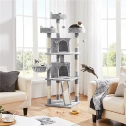 Yaheetech 76"H Large Plush Cat Tree With Platforms For Kittens Cats