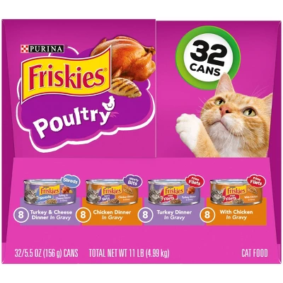 Purina Friskies Shreds, Meaty Bits & Prime Filets With Chicken, Turkey And Cheese Flavor Wet Cat Food - 5.5oz/32ct Variety Pack 4 Purina Friskies Shreds, Meaty Bits & Prime Filets With Chicken, Turkey And Cheese Flavor Wet Cat Food - 5.5oz/32ct Variety Pack - Image 4
