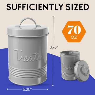 Amici Pet Retro Treats Storage Canister, 72 Oz. , Gray 2 Amici Pet Retro Treats Storage Canister, 72 Oz. , Gray - Image 2