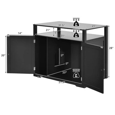 Costway Wooden Cat Litter Box Enclosure Hidden Cat Washroom W/ Storage Layer 1 Costway Wooden Cat Litter Box Enclosure Hidden Cat Washroom W/ Storage Layer