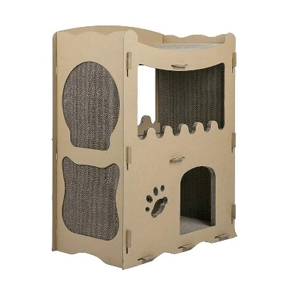 Petique Feline Penthouse Cat House Sustainable Non Toxic Recycled Cardboard Cat Play Home Pet Furniture W/ Relaxation Scratching Boards, 2 Pack 1 Petique Feline Penthouse Cat House Sustainable Non Toxic Recycled Cardboard Cat Play Home Pet Furniture W/ Relaxation Scratching Boards, 2 Pack