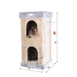 Armarkat Double Condo Real Wood Cat House With Scratching Carpet For Cats, Kitty Enjoyment -PawHut Store GUEST b5bfc0a9 2469 48d4 9792 0c9b42b7a86d