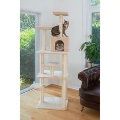 GleePet GP78748 74-Inch Real Wood Cat Tree With Seven Levels, Beige/Silver Gray -PawHut Store GUEST b5f66af8 7808 4211 a7ea 7cb79bcf01a7