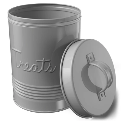 Amici Pet Retro Treats Storage Canister, 72 Oz. , Gray 1 Amici Pet Retro Treats Storage Canister, 72 Oz. , Gray