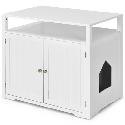 Costway Wooden Cat Litter Box Enclosure Hidden Cat Washroom W/ Storage Layer 12 Costway Wooden Cat Litter Box Enclosure Hidden Cat Washroom W/ Storage Layer - Image 12