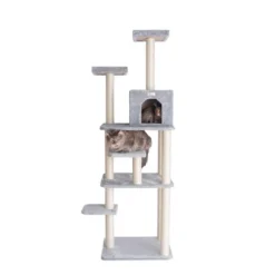 GleePet GP78748 74-Inch Real Wood Cat Tree With Seven Levels, Beige/Silver Gray -PawHut Store GUEST b7a46391 29cc 4d2e b62c e1fcbbfc9fad