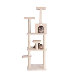 GleePet GP78748 74-Inch Real Wood Cat Tree With Seven Levels, Beige/Silver Gray -PawHut Store GUEST b7fb7191 934f 4cb2 b351 0626f68dd65b