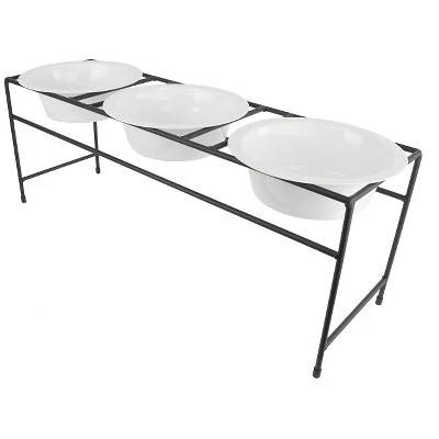 Platinum Pets Modern Triple Cat/Dog Diner Feeder Pearl White - 1.25cup 1 Platinum Pets Modern Triple Cat/Dog Diner Feeder Pearl White - 1.25cup