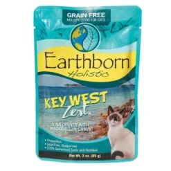 Earthborn Holistic Key West Zest With Tuna & Mackerel Gravy Grain-Free Wet Cat Food Pouches - (3 Oz) Pack Of 24