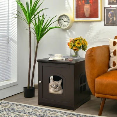 Costway Cat House Side Table Nightstand Puppy Pet Home Litter Box Enclosure 2 Costway Cat House Side Table Nightstand Puppy Pet Home Litter Box Enclosure - Image 2