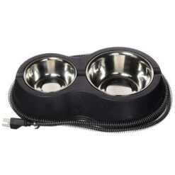 K&H Pet Products Thermo-Kitty Caf 12oz./24oz. Stainless/Black 8.5" X 14" 30W