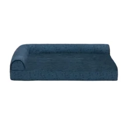 FurHaven Plush & Almond Print Memory Top Deluxe L-Chaise Pet Bed For Dogs & Cats