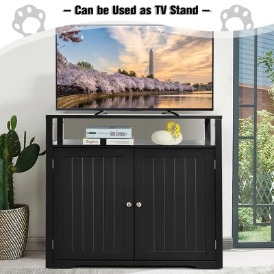 Costway Wooden Cat Litter Box Enclosure Hidden Cat Washroom W/ Storage Layer 5 Costway Wooden Cat Litter Box Enclosure Hidden Cat Washroom W/ Storage Layer - Image 5